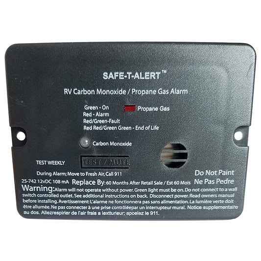 Safe-T-Alert Combo Carbon Monoxide Propane Alarm - Flush Mount - Mini - Black | SendIt Sailing