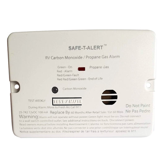 Safe-T-Alert Combo Carbon Monoxide Propane Alarm - Flush Mount - Mini - White | SendIt Sailing