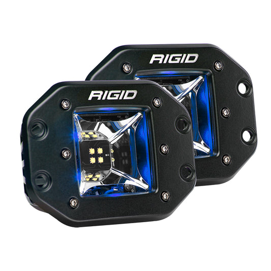 RIGID Industries Radiance Scene Lights - Flush Mount Pair - Black with Blue LED Backlights | SendIt Sailing