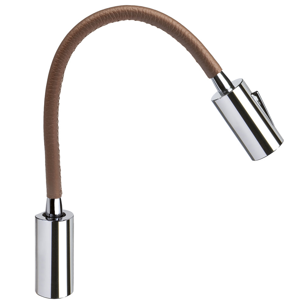 Quick Audrey Wall Light with USB Daylight - Tabacco Leather - Chrome | SendIt Sailing