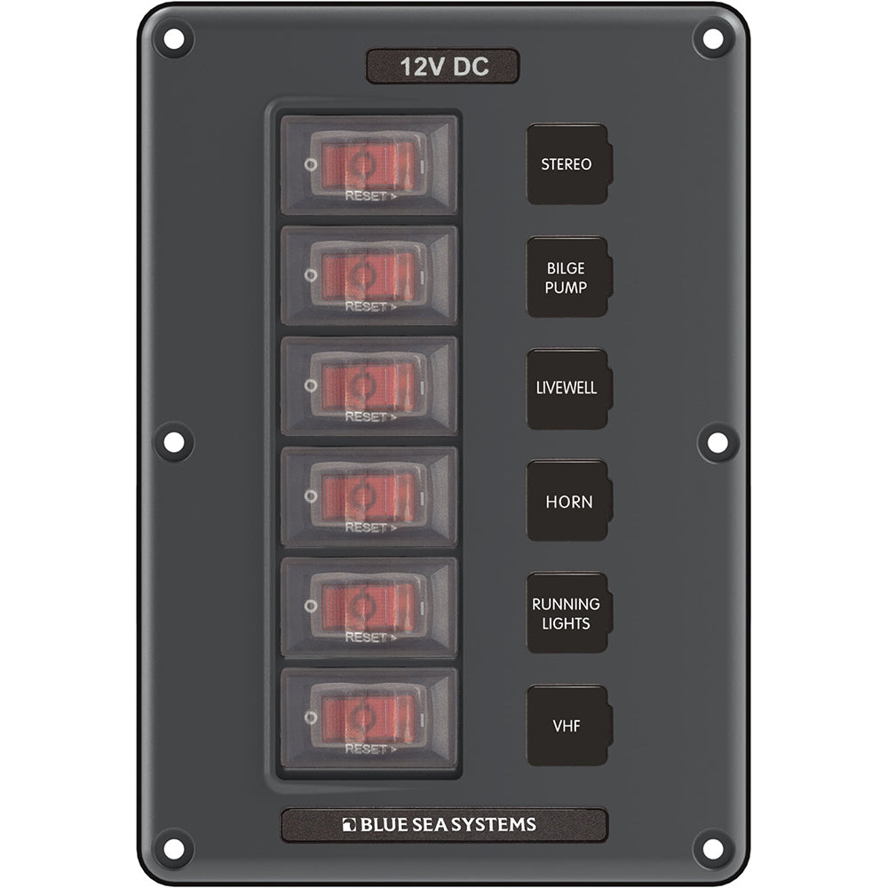 Blue Sea 4322 Circuit Breaker Switch Panel 6 Position - Gray | SendIt Sailing