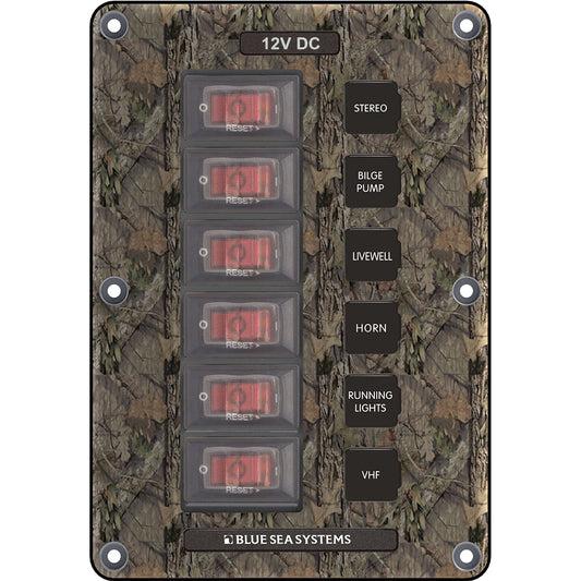 Blue Sea 4325 Circuit Breaker Switch Panel 6 Position - Camo | SendIt Sailing
