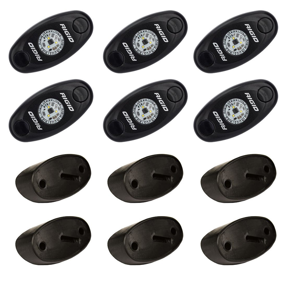 RIGID Industries A-Series Rock Light Kit - 6 Cool White Lights - Black | SendIt Sailing