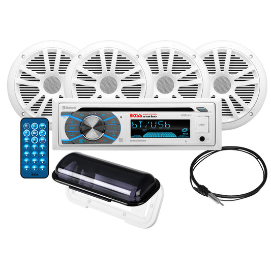 Boss Audio MCK508WB.64S Marine Stereo and 2 Pairs of 6.5in Speaker Kit - White | SendIt Sailing