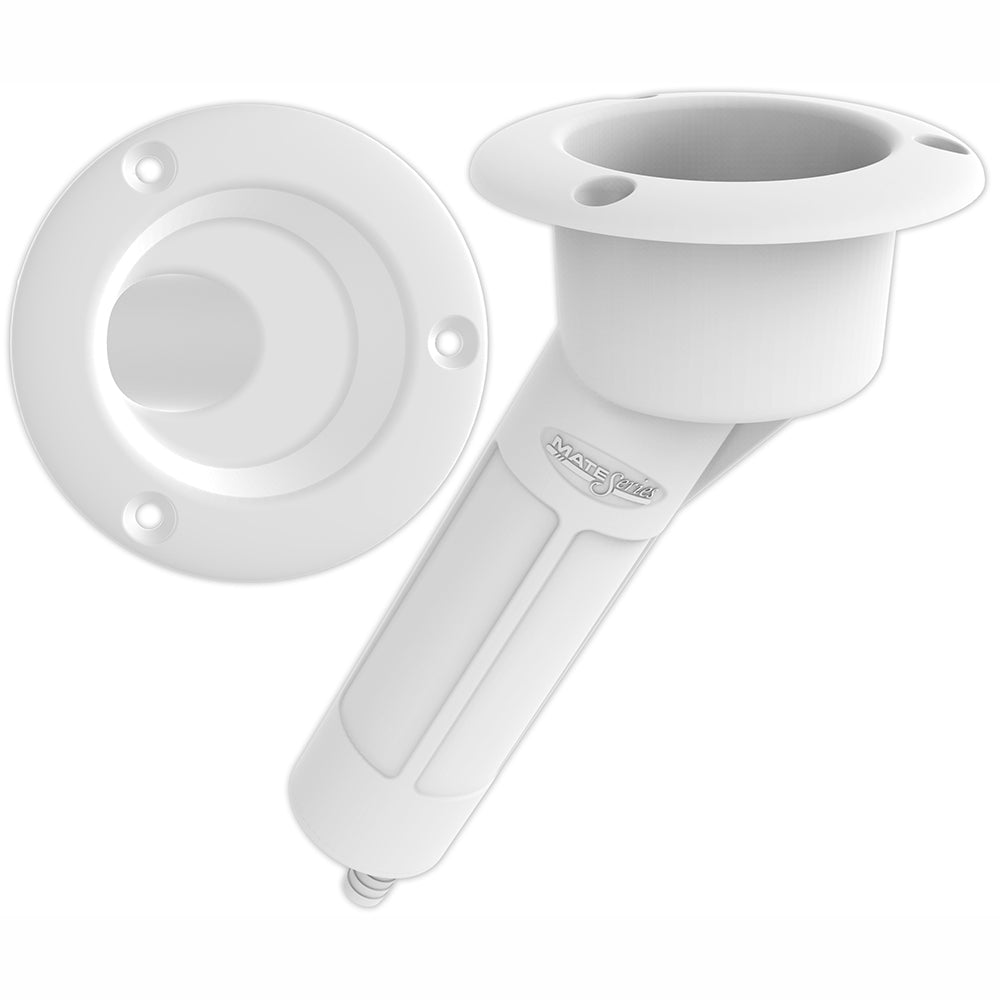 Mate Series Plastic 30 degree Rod and Cup Holder - Drain - Round Top - White | SendIt Sailing