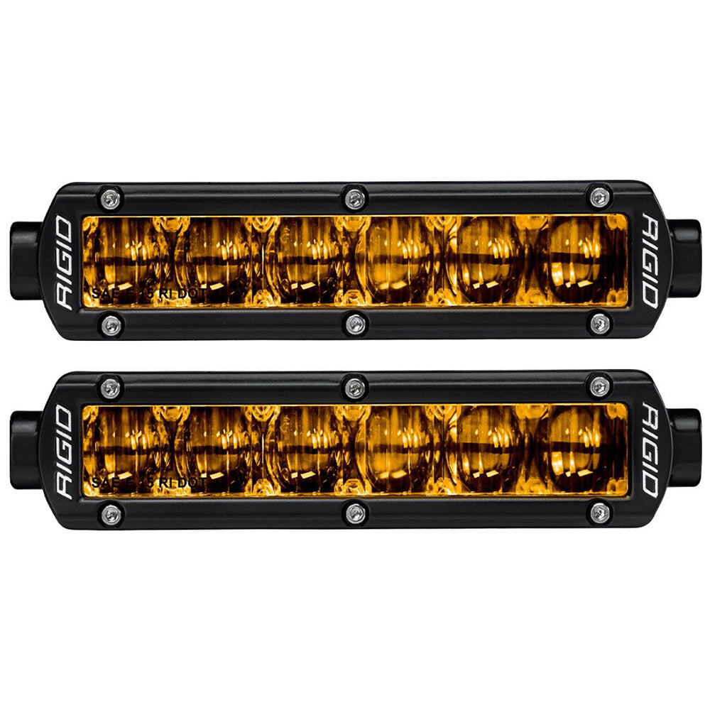 RIGID Industries 6in SR-Series SAE Compliant Fog Light - Black with Yellow Light | SendIt Sailing