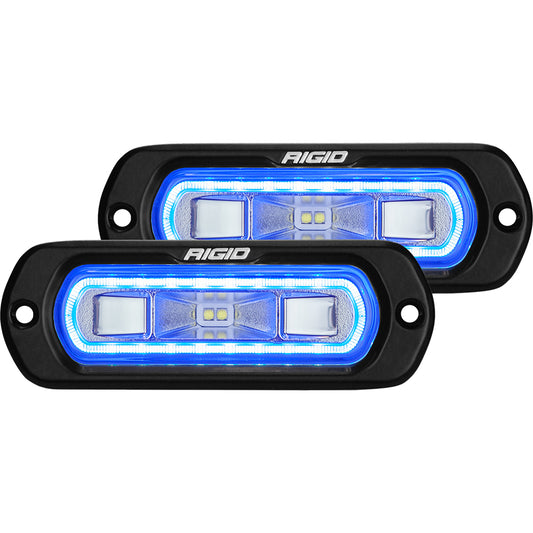 RIGID Industries SR-L Series Flush Mount Spreader Light - Black Housing - Blue Halo | SendIt Sailing