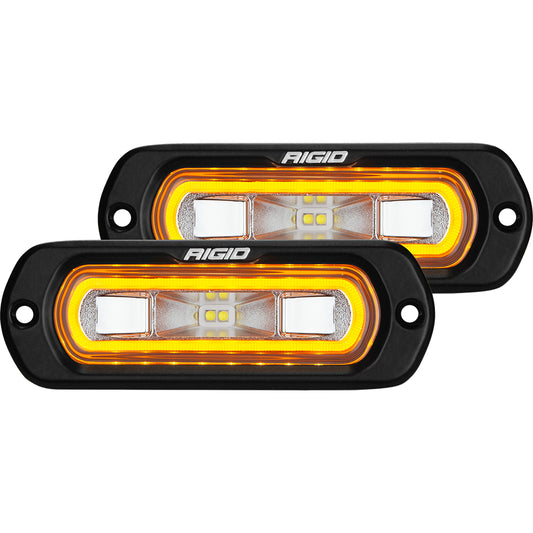 RIGID Industries SR-L Series Flush Mount Spreader Light - Black Housing - Amber Halo | SendIt Sailing