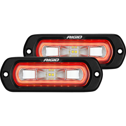 RIGID Industries SR-L Series Flush Mount Spreader Light - Black Housing - Red Halo | SendIt Sailing