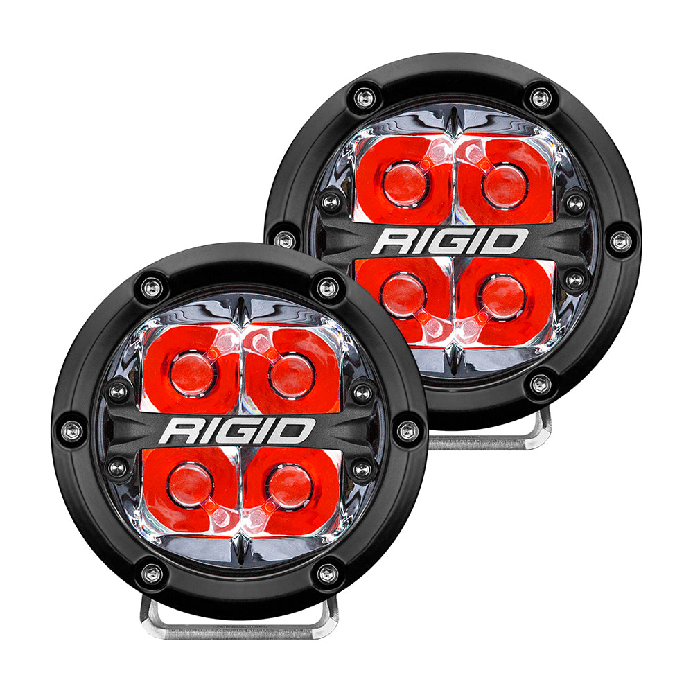 RIGID Industries 360-Series 4in LED Off-Road Spot Beam with Red Backlight - Black Housing | SendIt Sailing