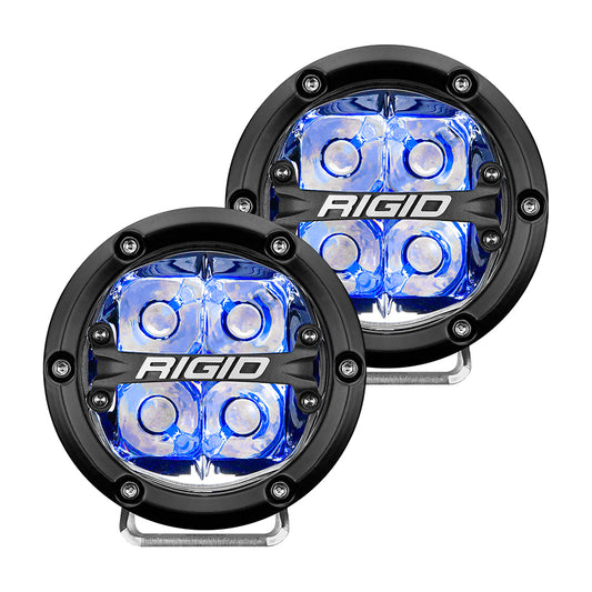 RIGID Industries 360-Series 4in LED Off-Road Spot Beam with Blue Backlight - Black Housing | SendIt Sailing