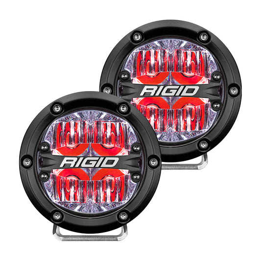 RIGID Industries 360-Series 4in LED Off-Road Fog Light Drive Beam with Red Backlight - Black Housing | SendIt Sailing