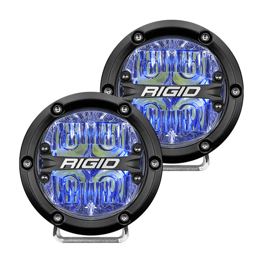 RIGID Industries 360-Series 4in LED Off-Road Fog Light Drive Beam with Blue Backlight - Black Housing | SendIt Sailing