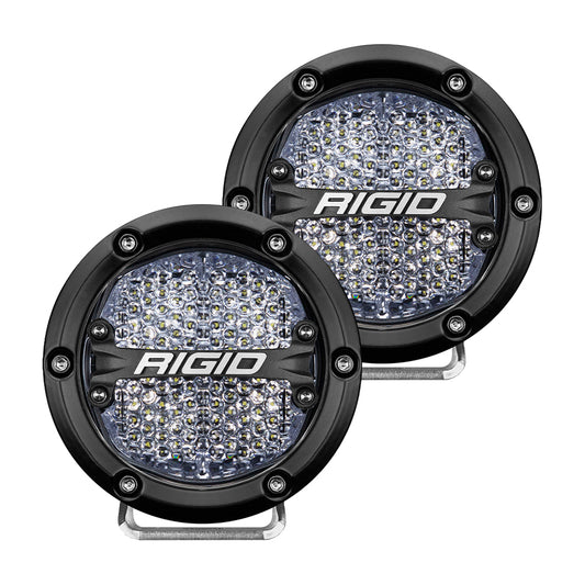 RIGID Industries 360-Series 4in LED Off-Road Fog Light Diffused Beam with White Backlight - Black Housing | SendIt Sailing