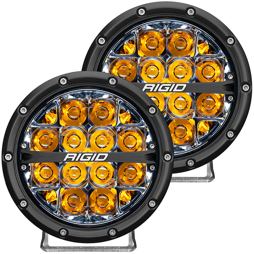 RIGID Industries 360-Series 6in LED Off-Road Fog Light Spot Beam with Amber Backlight - Black Housing | SendIt Sailing