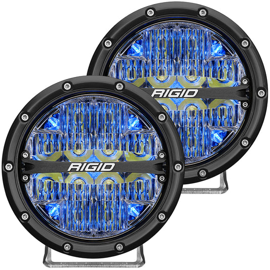 RIGID Industries 360-Series 6in LED Off-Road Fog Light Spot Beam with Blue Backlight - Black Housing | SendIt Sailing