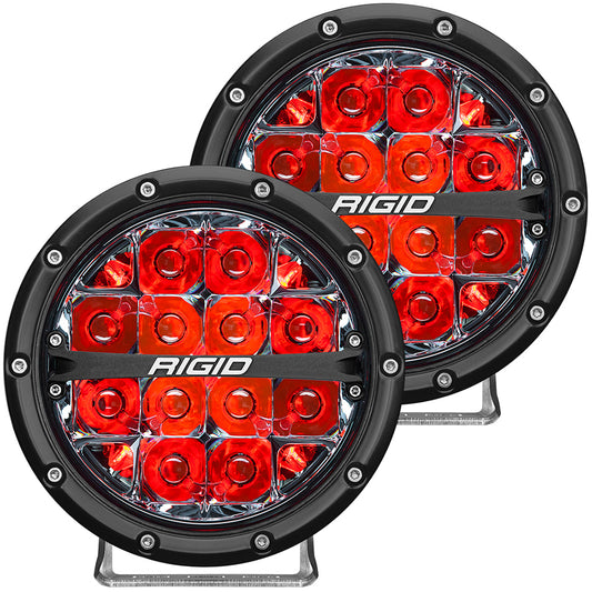 RIGID Industries 360-Series 6in LED Off-Road Fog Light Spot Beam with Red Backlight - Black Housing | SendIt Sailing
