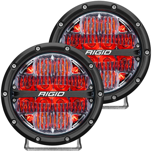 RIGID Industries 360-Series 6in LED Off-Road Fog Light Drive Beam with Red Backlight - Black Housing | SendIt Sailing