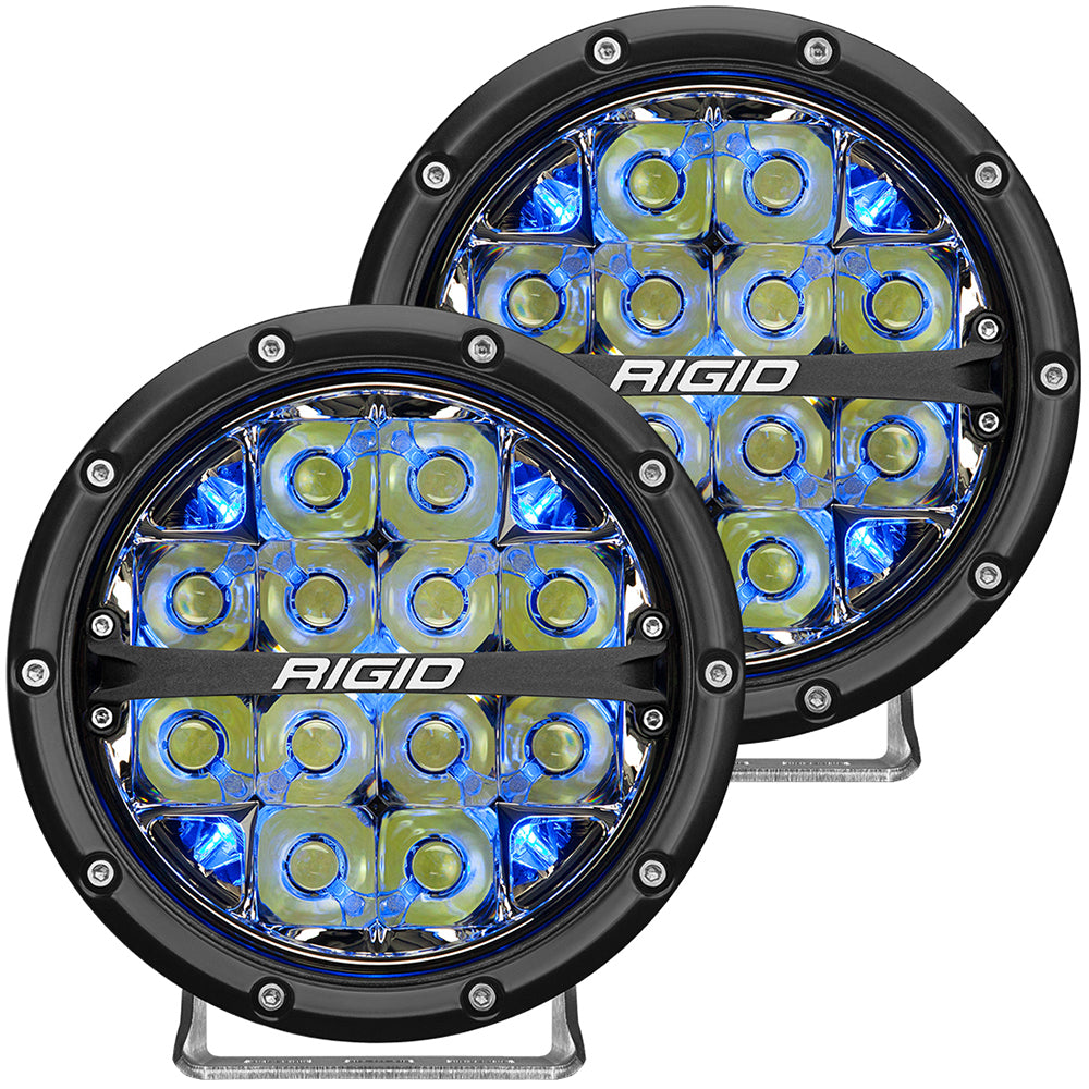 RIGID Industries 360-Series 6in LED Off-Road Fog Light Drive Beam with Blue Backlight - Black Housing | SendIt Sailing