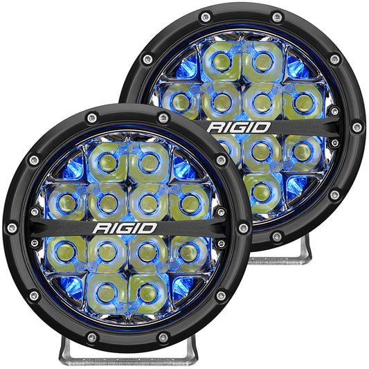 RIGID Industries 360-Series 6in LED Off-Road Fog Light Drive Beam with Blue Backlight - Black Housing | SendIt Sailing