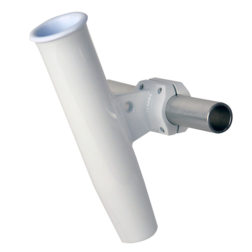 C. E. Smith Aluminum Horizontal Clamp-On Rod Holder 1-5/16in OD White - Powdercoat with Sleeve | SendIt Sailing