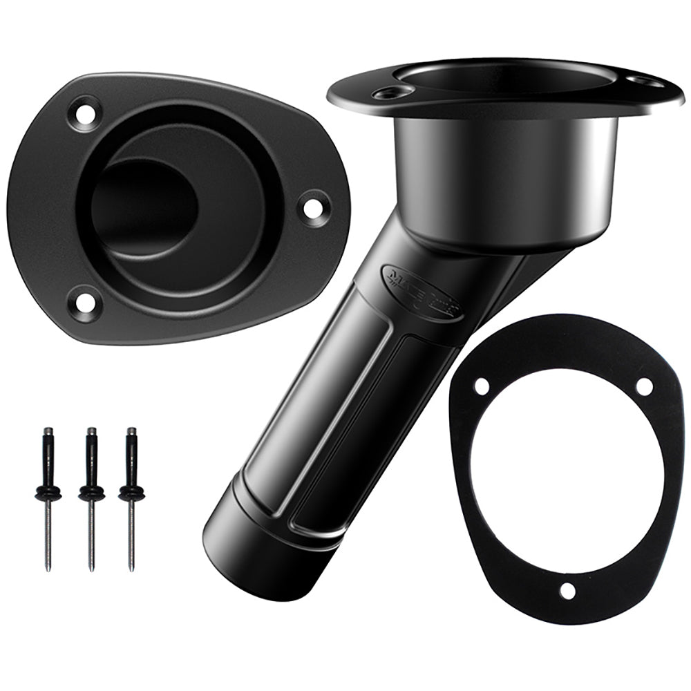 Mate Series Plastic Rod and Cup Holder 30 degree Closed with Oval Top for Kayaks - Black | SendIt Sailing