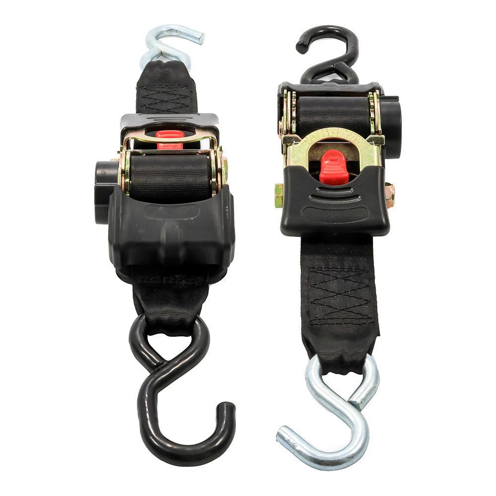 Camco Retractable Tie Down Straps - 2in Width 6ft Dual Hooks | SendIt Sailing