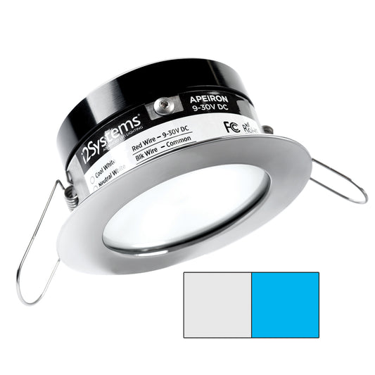 i2Systems Apeiron A503 3W Spring Mount Light - Cool White and Blue - Polished Chrome Finish | SendIt Sailing