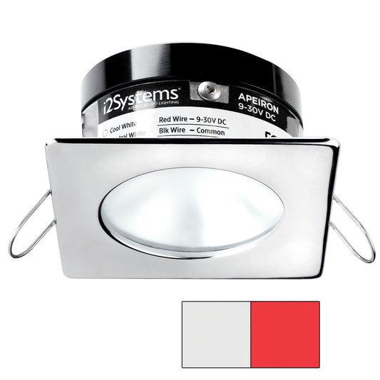 i2Systems Apeiron A503 3W Spring Mount Light - Square/Round - Cool White and Red - Polished Chrome Finish | SendIt Sailing