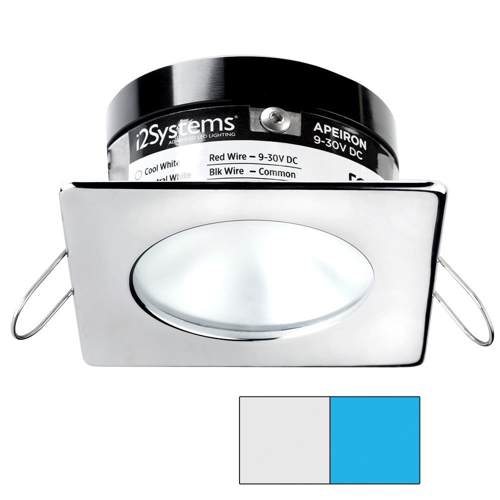 i2Systems Apeiron A503 3W Spring Mount Light - Square/Round - Cool White and Blue - Polished Chrome Finish | SendIt Sailing