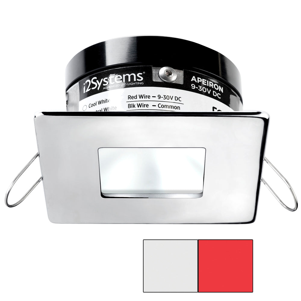 i2Systems Apeiron A503 3W Spring Mount Light - Square/Square - Cool White and Red - Polished Chrome Finish | SendIt Sailing