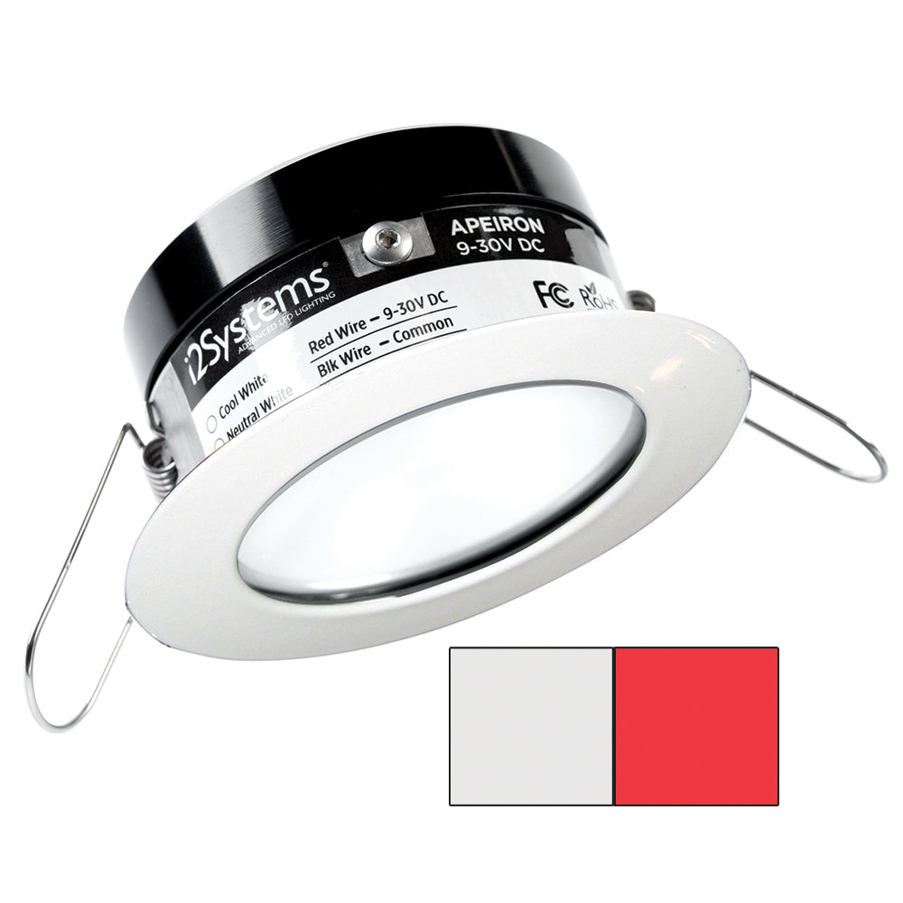 i2Systems Apeiron PRO A503 - 3W Spring Mount Light - Round - Cool White and Red - White Finish | SendIt Sailing