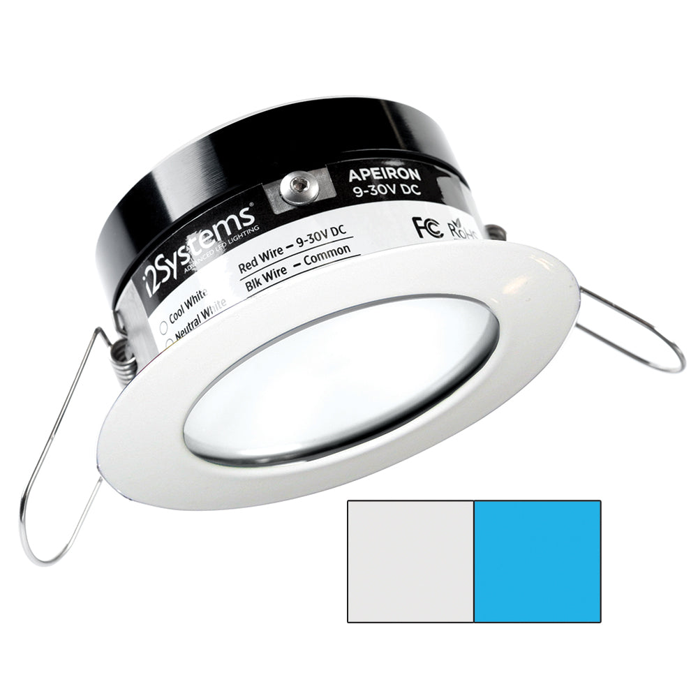 i2Systems Apeiron PRO A503 - 3W Spring Mount Light - Round - Cool White and Blue - White Finish | SendIt Sailing