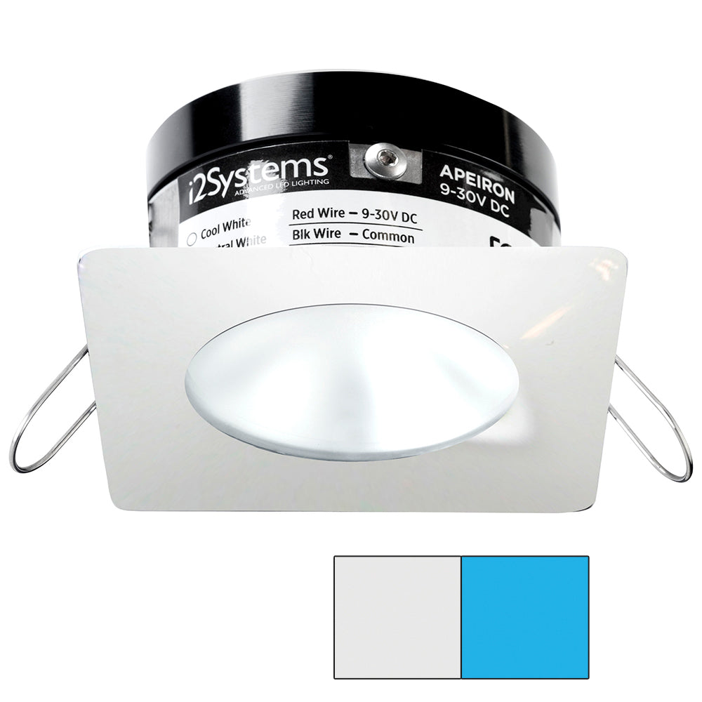 i2Systems Apeiron PRO A503 - 3W Spring Mount Light - Square/Round - Cool White and Blue - White Finish | SendIt Sailing