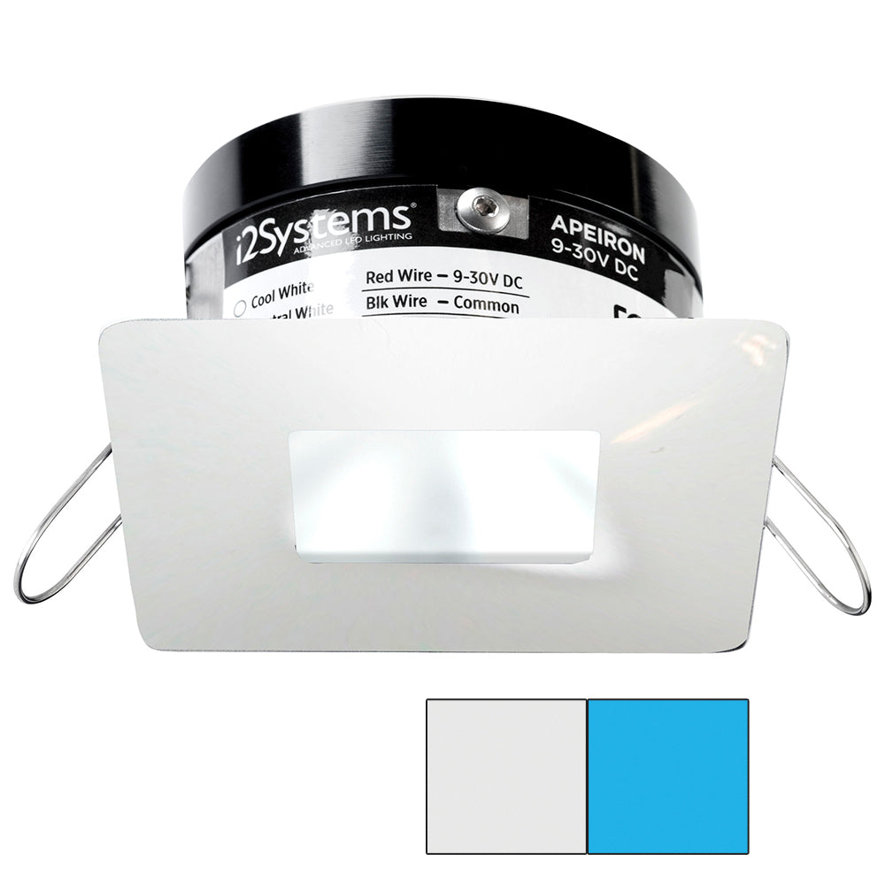 i2Systems Apeiron PRO A503 - 3W Spring Mount Light - Square/Square - Cool White and Blue - White Finish | SendIt Sailing