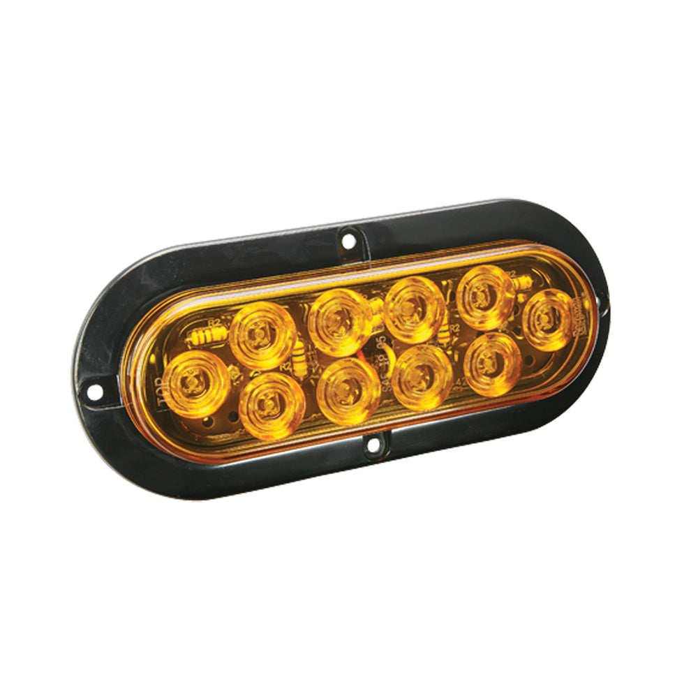 Wesbar LED Waterproof 6in Oval Surface Flange Mount Tail Light - Amber with Black Flange Base | SendIt Sailing