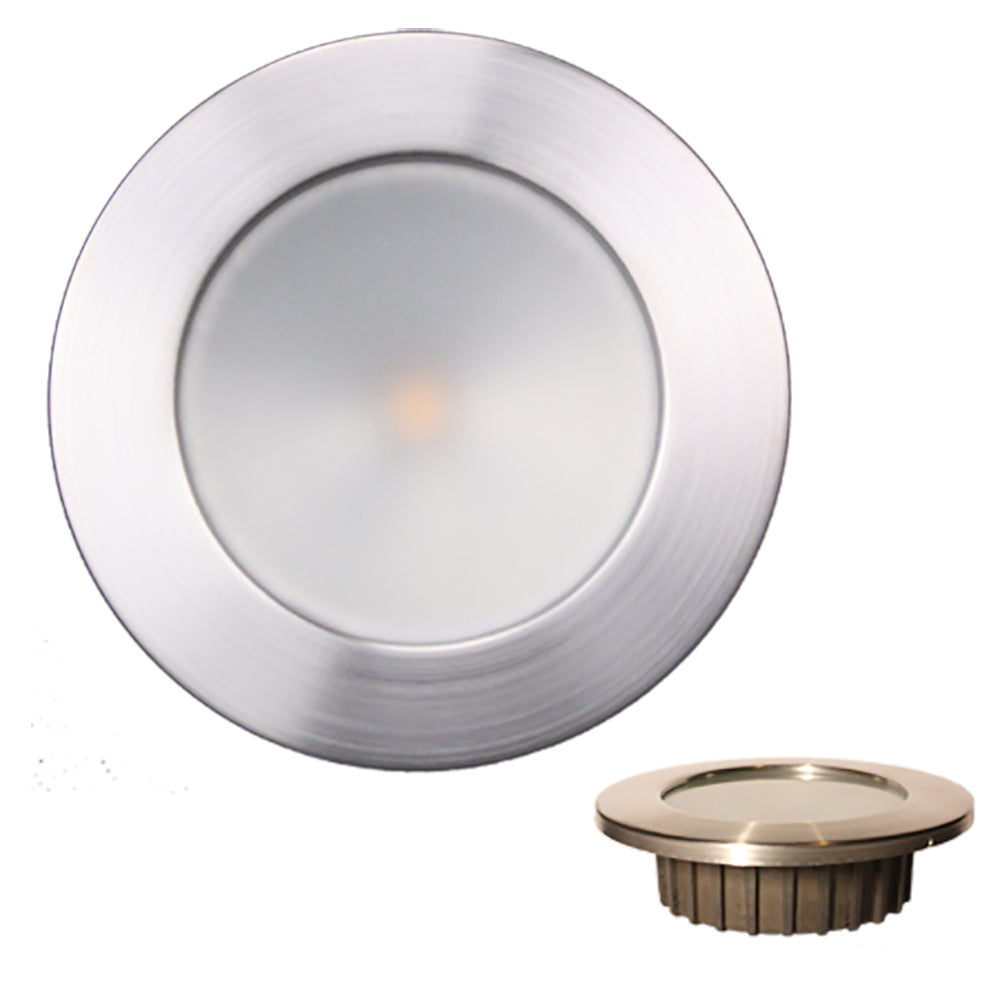 Lunasea ZERO EMI Recessed 3.5in LED Light - Warm White, Red with Brushed Stainless Steel Bezel - 12VDC | SendIt Sailing