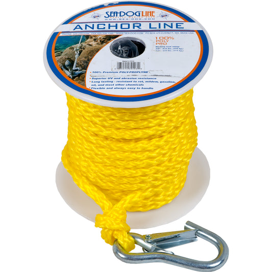 Sea-Dog Poly Pro Anchor Line with Snap - 3/8in x 100ft  - Yellow | SendIt Sailing