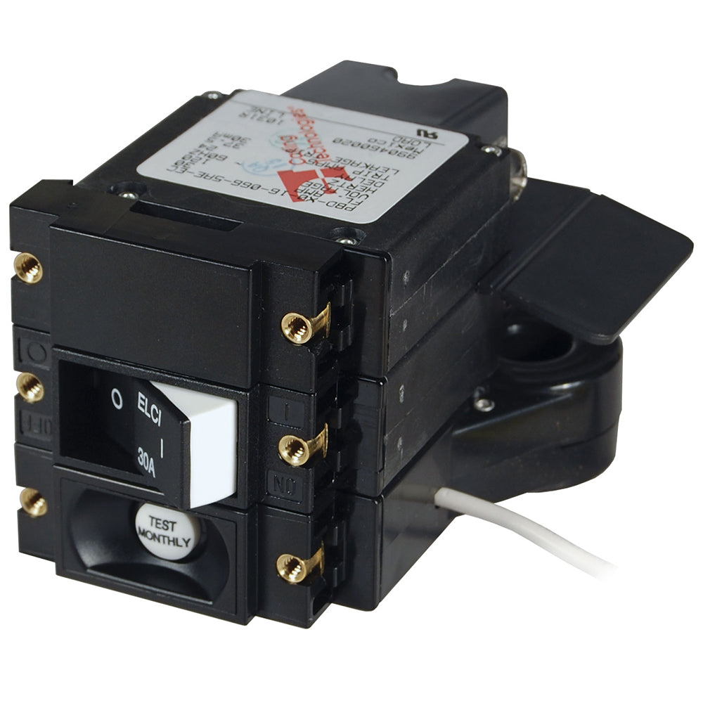 Blue Sea A-Series ELCI Main Circuit Breaker - Double Pole 120V AC 30A - Flat Rocker | SendIt Sailing