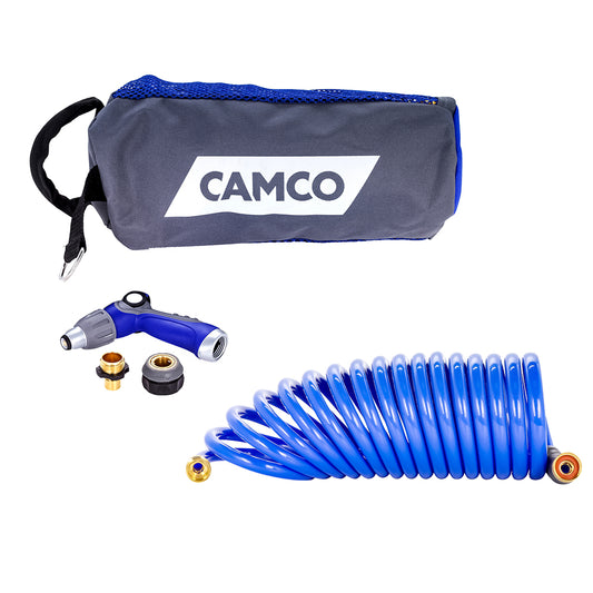 Camco 20ft Coiled Hose & Spray Nozzle Kit | SendIt Sailing