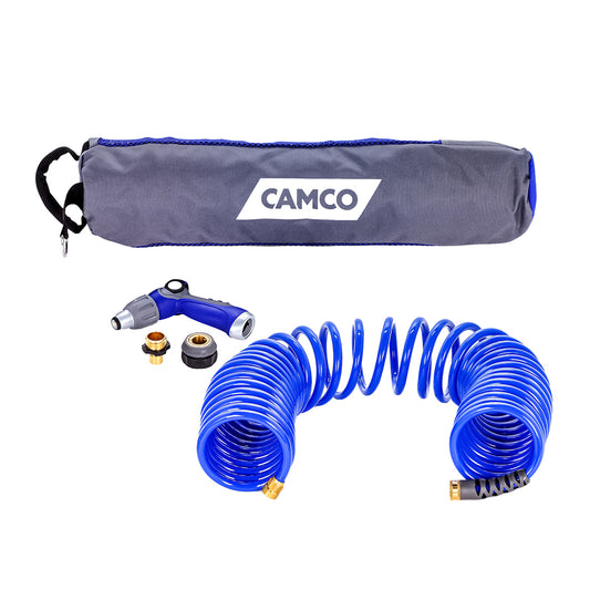 Camco 40ft Coiled Hose & Spray Nozzle Kit | SendIt Sailing