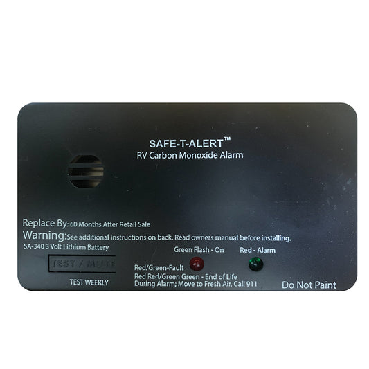 Safe-T-Alert SA-340 Black RV Battery Powered CO Detector - Rectangle | SendIt Sailing