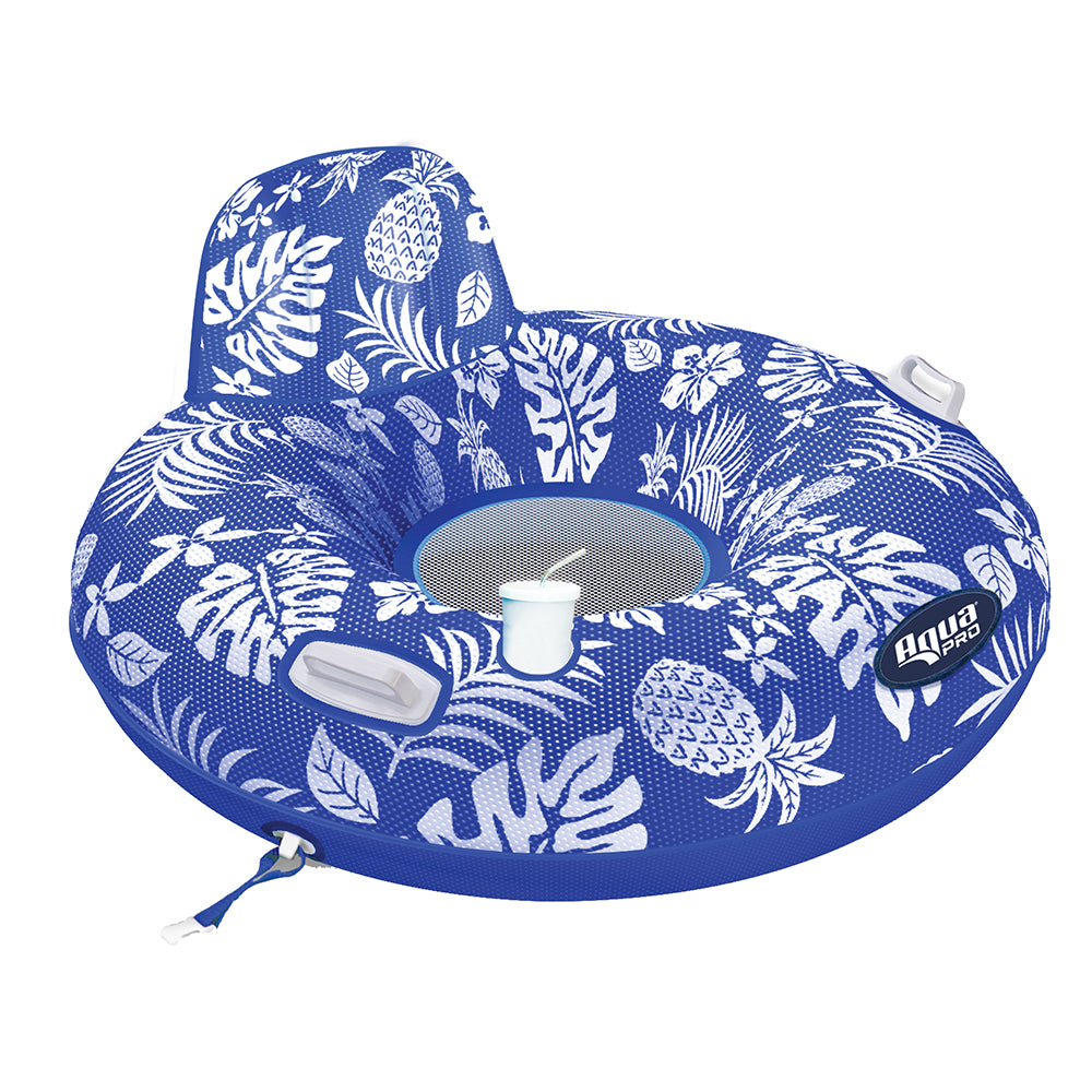 Aqua Leisure Supreme Lake Tube Hibiscus Pineapple Royal Blue with Docking Attachment | SendIt Sailing