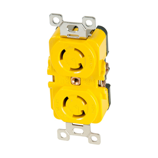 Marinco Locking Receptacle - 15A, 125V - Yellow | SendIt Sailing
