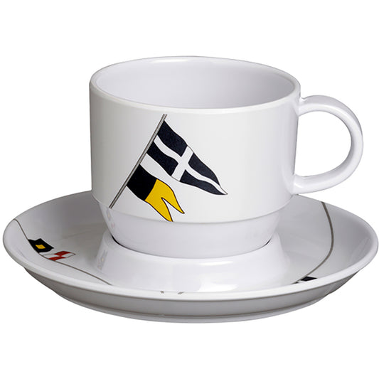 Marine Business Melamine Tea Cup and Plate Breakfast Set - Regata - Set of 6 | SendIt Sailing