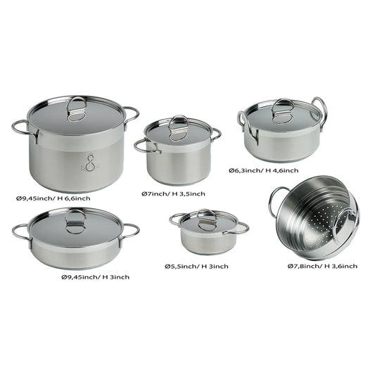 Marine Business Kitchen Cookware Pan Set Self-Containing - Stainless Steel - Set of 8 | SendIt Sailing