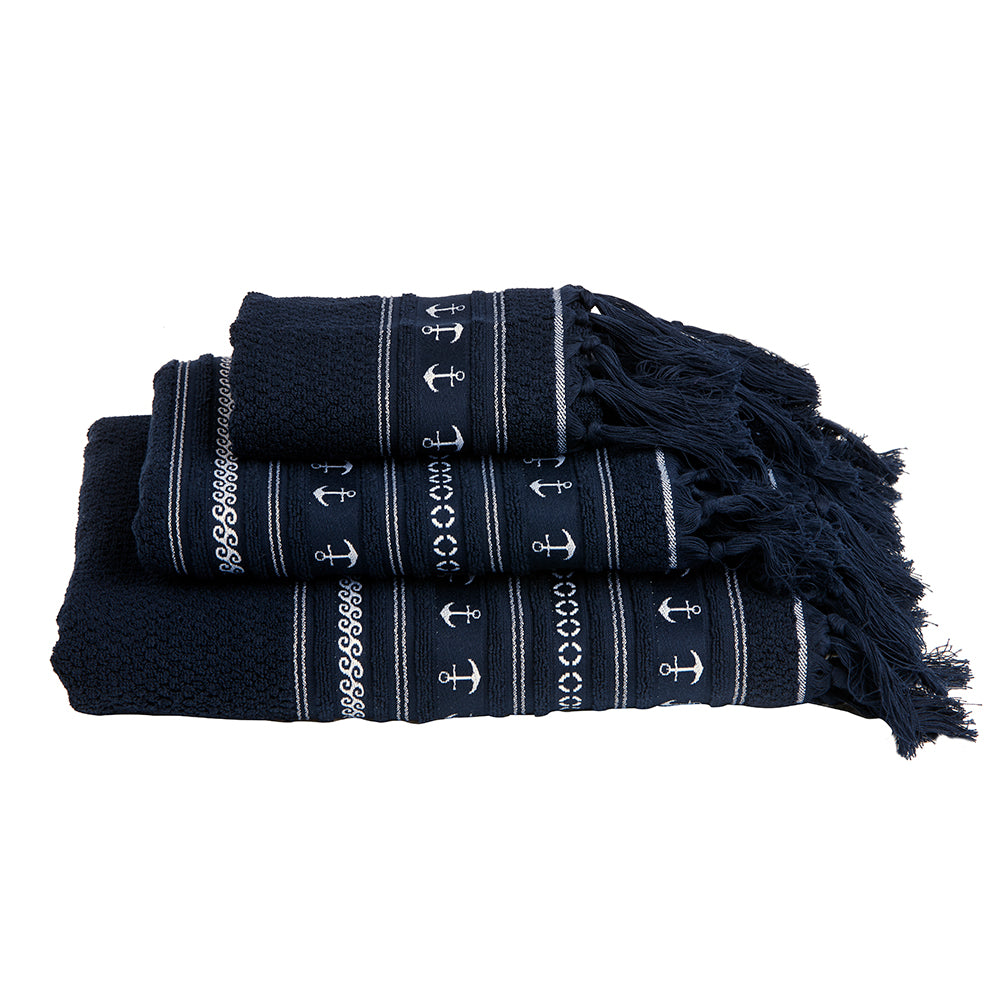 Marine Business Navy/Anchors Towel Set - Santorini - Set of 3 | SendIt Sailing