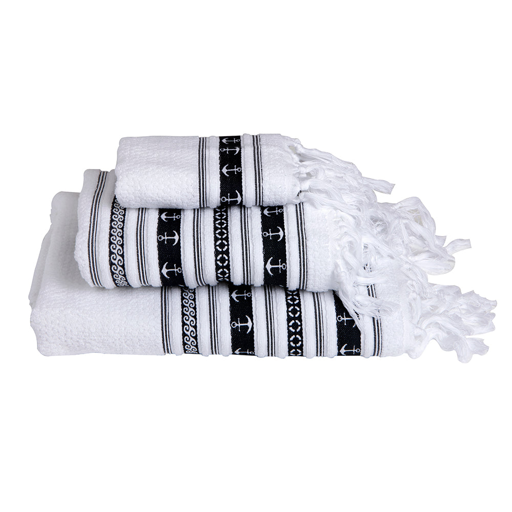 Marine Business White/Anchors Towel Set - Santorini - Set of 3 | SendIt Sailing