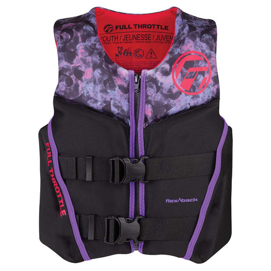 Full Throttle Youth Rapid-Dry Flex-Back Life Jacket - Pink/Black | SendIt Sailing