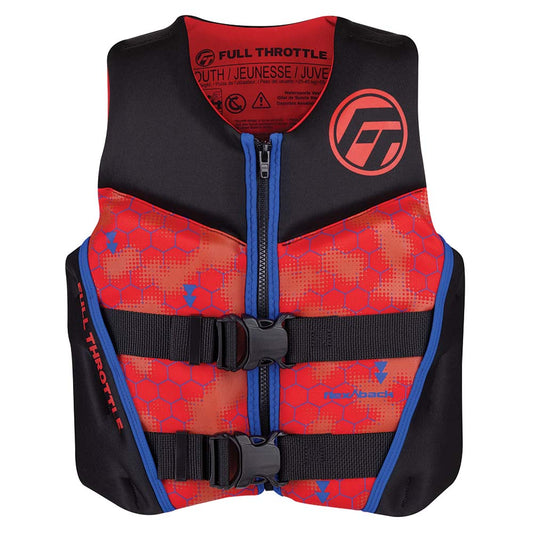 Full Throttle Youth Rapid-Dry Flex-Back Life Jacket - Red/Black | SendIt Sailing